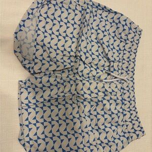 Geometric Blue and White Men's Shorts